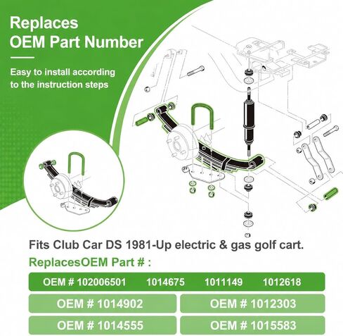 10L0L Golf Cart Rear Leaf Springs for Club Car DS 1981-UP Gas & Electric Models, Heavy Duty 3-Leaf Spring Set with Bushings Sleeves and U Bolt Kit in Saudi Arabia