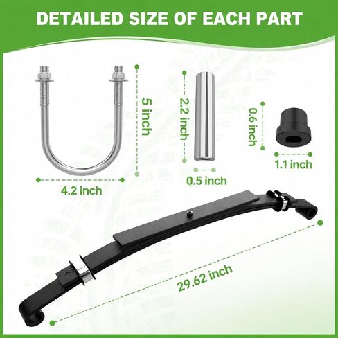10L0L Golf Cart Rear Leaf Springs for Club Car DS 1981-UP Gas & Electric Models, Heavy Duty 3-Leaf Spring Set with Bushings Sleeves and U Bolt Kit in Saudi Arabia