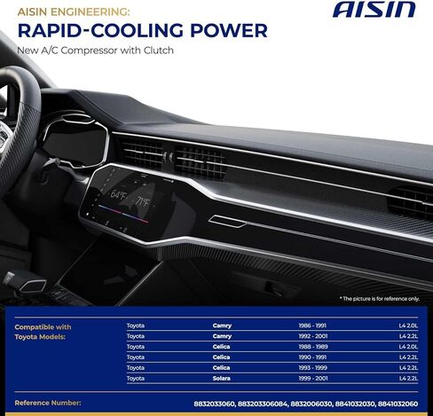 ضاغط مكيف هواء AISIN AFTERMARKET ACCT-00116 - متوافق مع Toyota Camry 1986-2001 2.0L 2.2L، Celica 1988-1991 & 1993-1999 2.0L 2.2L، Solara 1999-2001 2.2L in Kuwait