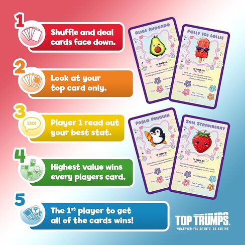 لعبة بطاقات Top Trumps Kawaii Kuddlies - ألعاب تعليمية عائلية للأطفال والكبار لأكثر من لاعبين - ألعاب حرب للأطفال للعائلات المكونة من 6 أطفال زائد in Kuwait