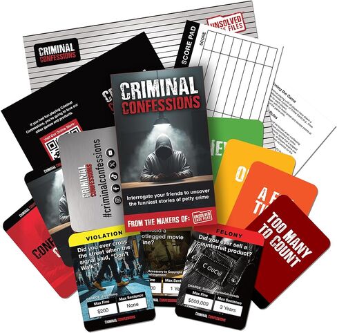 CRIMINAL CONFESSIONS Party Game - The Adult Card Game Where You Interrogate Friends to Uncover Surprising Stories of Petty Crime. Fun for Parties or Game Night - From the Makers of Unsolved Case Files in Saudi Arabia