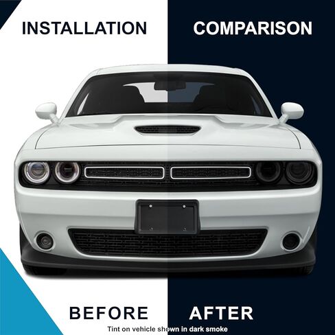 Pre-Cut Headlight Foglight Tint Kit Compatible with Dodge Challenger 2015-2023 | Precision Cut Stretchable PPF Vinyl Overlay Cover Wrap (Dark Smoke) in Saudi Arabia