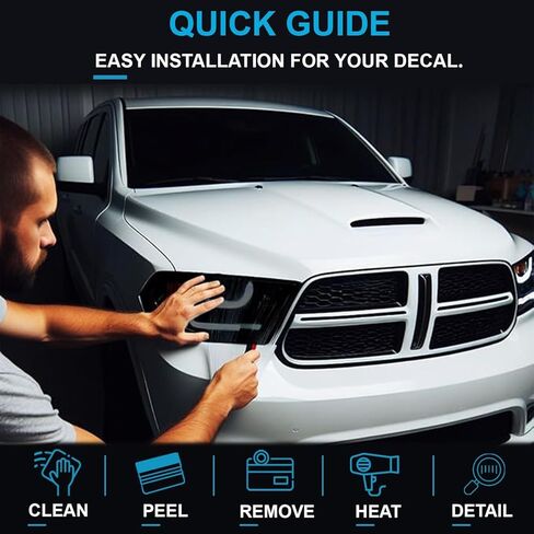 Pre-Cut Headlight Foglight Tint Kit Compatible with Dodge Challenger 2015-2023 | Precision Cut Stretchable PPF Vinyl Overlay Cover Wrap (Dark Smoke) in Saudi Arabia
