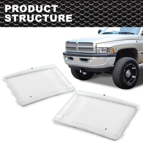 غطاء عدسة المصابيح الأمامية CNNELL متوافق مع Dodge RAM 1500 2500 3500 1994-2002 عدسة شفافة 55076749AD 55076748AD 55076749AO 55076748AO in Kuwait