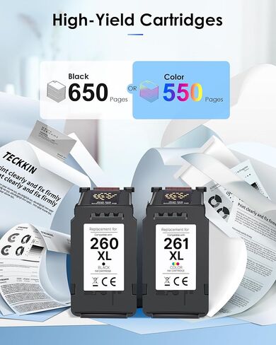 260XL 261XL Replacement for Canon 260 and 261 Ink Cartridges PG-260 Black CL-261 Work with Canon Pixma TS6420a TS6420 TS6400 TR7020a TS5320 TR7000 TS5300 TR7020 Printer(2 Pack-1 Black,1 Tri-Color) in Saudi Arabia