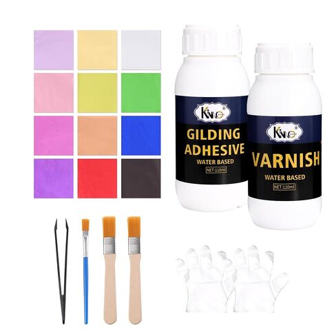 KINNO Gold Leaf Adhesive Kit, 8.8oz/260ml Water Based Gilding Glue with Brush & Gloves for Gold Leaf Sheets, Crafting & Decorative Art in Saudi Arabia