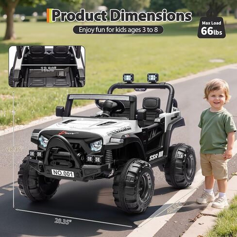 12V Kids Electric Vehicle Ride on Car with 2.4G Parent Remote, Safety Locking Doors, 3-Point Harness, LED Lights, Bluetooth & Spring Suspension-Electric Toy Car for Toddlers 3-5 Years, White in Saudi Arabia