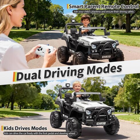 12V Kids Electric Vehicle Ride on Car with 2.4G Parent Remote, Safety Locking Doors, 3-Point Harness, LED Lights, Bluetooth & Spring Suspension-Electric Toy Car for Toddlers 3-5 Years, White in Saudi Arabia