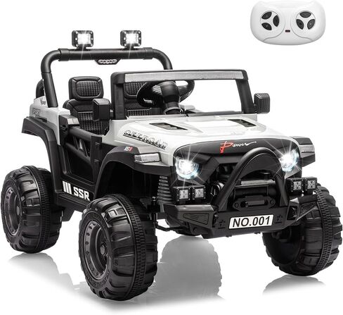 12V Kids Electric Vehicle Ride on Car with 2.4G Parent Remote, Safety Locking Doors, 3-Point Harness, LED Lights, Bluetooth & Spring Suspension-Electric Toy Car for Toddlers 3-5 Years, White in Saudi Arabia