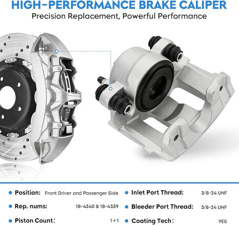 Front Brake Calipers Compatible with Jeep Wrangler 1990-2006, Cherokee 90-01, Grand Cherokee 93-98, TJ 97-06, Comanche 90-92, Front Driver & Passenger Side, 18-4340 18-4339, 2PCS in Saudi Arabia