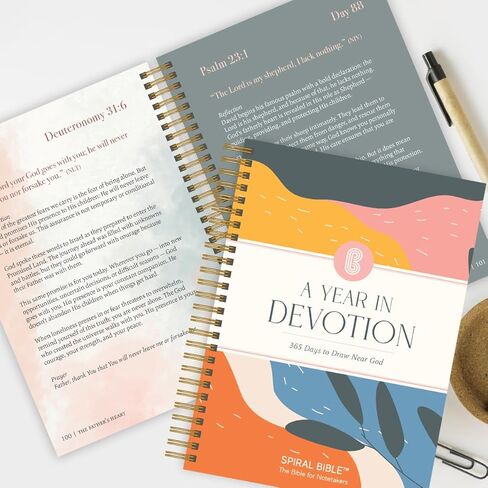 Spiral Bible™ A Year in Devotion | 365 Day Christian Devotional with Scripture, Daily Reflections and Prayers | Spiral Bound Spiritual Companion & Journal for Adults & Teens | 5in x 7in Hardcover in Saudi Arabia