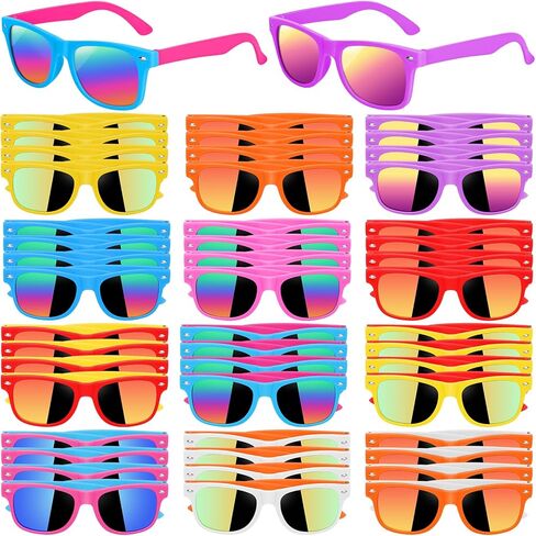 48 Pack Kids Sunglasses Bulk Party Favors, Summer Supplies for Boys Girls, Neon Sunglasses for Kids, Pool Beach Party Favors, Gift for Birthday Party Outdoor Activity in Saudi Arabia