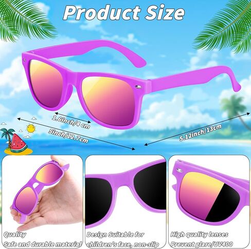 48 Pack Kids Sunglasses Bulk Party Favors, Summer Supplies for Boys Girls, Neon Sunglasses for Kids, Pool Beach Party Favors, Gift for Birthday Party Outdoor Activity in Saudi Arabia