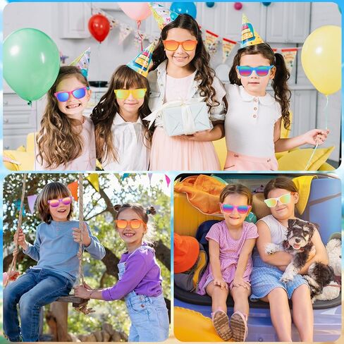 48 Pack Kids Sunglasses Bulk Party Favors, Summer Supplies for Boys Girls, Neon Sunglasses for Kids, Pool Beach Party Favors, Gift for Birthday Party Outdoor Activity in Saudi Arabia