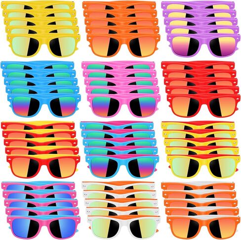 48 Pack Kids Sunglasses Bulk Party Favors, Summer Supplies for Boys Girls, Neon Sunglasses for Kids, Pool Beach Party Favors, Gift for Birthday Party Outdoor Activity in Saudi Arabia