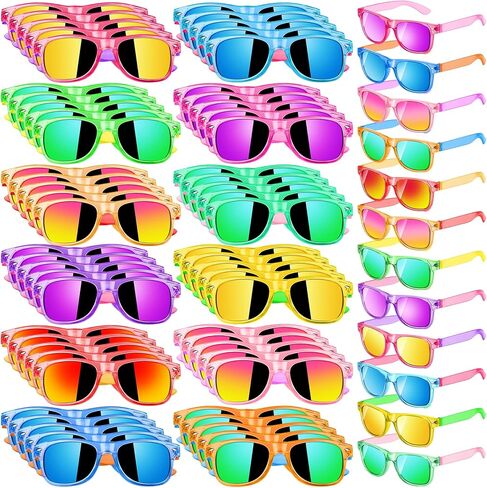 48 Pack Kids Sunglasses Bulk Party Favors, Summer Supplies for Boys Girls, Neon Sunglasses for Kids, Pool Beach Party Favors, Gift for Birthday Party Outdoor Activity in Saudi Arabia