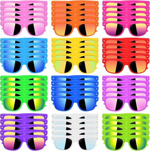 48 Pack Kids Sunglasses Bulk Party Favors, Summer Supplies for Boys Girls, Neon Sunglasses for Kids, Pool Beach Party Favors, Gift for Birthday Party Outdoor Activity in Saudi Arabia