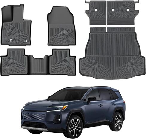 Floor Mats for 2026 Toyota RAV4 Hybrid (Not for Phev) TPE All Weather Protection Trunk Cargo Liner with 2nd Row Backrest Protector Full Set Anti-Slip Waterproof Custom Fit RAV4 Mat Accessories in Saudi Arabia