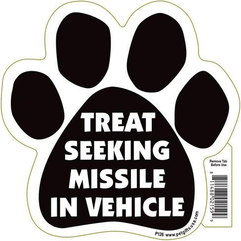Treat Seeking Missile in Vehicle Paw Magnet by Pet Gifts USA is 5.5" x 5.5" Made for Vehicles and Refrigerators in Saudi Arabia