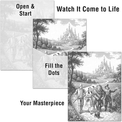 On The Dot Art Dot Painting Kit for Adults | Wizard of O-Z 13x17 Canvas with Dual Tip Marker | Relaxing Art Activity Alternative to Diamond Painting | No Tiny Pieces No Mess Frameable Gift in Kuwait