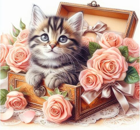 Aicomeon Cat 5D Diamond Painting Kits for Adults - Full Round Drill DIY Diamond Art for Beginners, Home Wall Decor & Craft Gift 12x12 Inch in Saudi Arabia