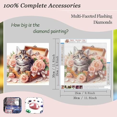 Aicomeon Cat 5D Diamond Painting Kits for Adults - Full Round Drill DIY Diamond Art for Beginners, Home Wall Decor & Craft Gift 12x12 Inch in Saudi Arabia