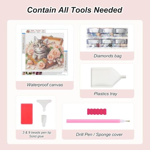 Aicomeon Cat 5D Diamond Painting Kits for Adults - Full Round Drill DIY Diamond Art for Beginners, Home Wall Decor & Craft Gift 12x12 Inch in Saudi Arabia
