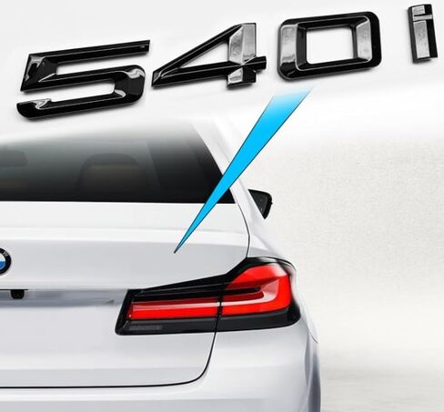 540i خلفي لامع أسود ثلاثي الأبعاد غطاء صندوق السيارة شارة السيارة شعار رقم الملصق لسيارات BMW 5 Series مع دعم لاصق in Kuwait
