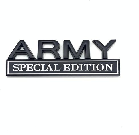 Army Special Edition Car Emblem - 3D Metal Zinc Alloy Army Car Badge Decal Sticker with Strong Adhesive for Cars, Trucks, SUVs, Motorcycles - Patriotic Vehicle Decor for Veterans (Black White) in Saudi Arabia