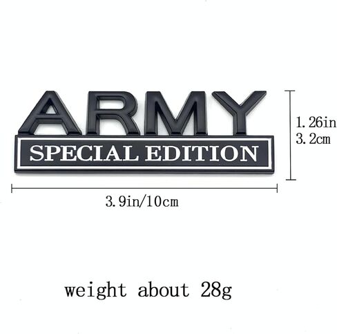 Army Special Edition Car Emblem - 3D Metal Zinc Alloy Army Car Badge Decal Sticker with Strong Adhesive for Cars, Trucks, SUVs, Motorcycles - Patriotic Vehicle Decor for Veterans (Black White) in Saudi Arabia