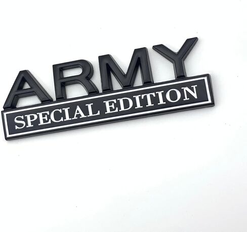 Army Special Edition Car Emblem - 3D Metal Zinc Alloy Army Car Badge Decal Sticker with Strong Adhesive for Cars, Trucks, SUVs, Motorcycles - Patriotic Vehicle Decor for Veterans (Black White) in Saudi Arabia