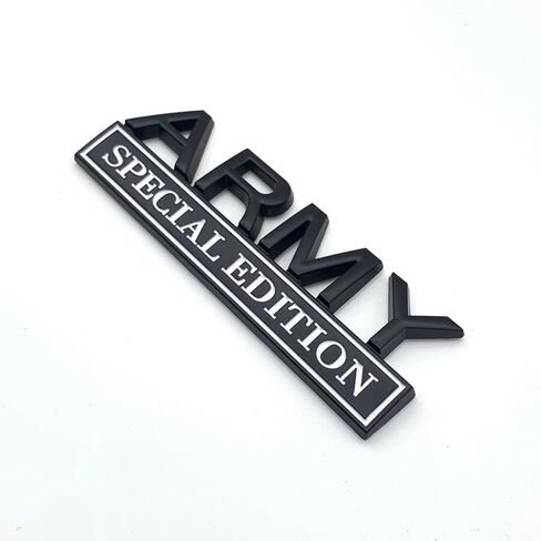Army Special Edition Car Emblem - 3D Metal Zinc Alloy Army Car Badge Decal Sticker with Strong Adhesive for Cars, Trucks, SUVs, Motorcycles - Patriotic Vehicle Decor for Veterans (Black White) in Saudi Arabia