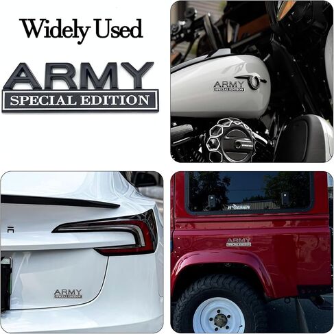 Army Special Edition Car Emblem - 3D Metal Zinc Alloy Army Car Badge Decal Sticker with Strong Adhesive for Cars, Trucks, SUVs, Motorcycles - Patriotic Vehicle Decor for Veterans (Black White) in Saudi Arabia