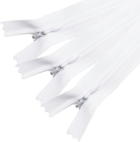 Sawoake Invisible Zippers 18 Inch #3, White Nylon Coil Zippers 3-Pack for Sewing, Skirts, Pockets, Pillows (White, 18", 3PCS) in Saudi Arabia