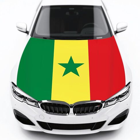 Senegal Flag Car Hood Cover Country Flag Hood Cover Durable Weatherproof Universal Fit Car Cover for All Seasons Protection Custom Fit for Car Truck SUV in Saudi Arabia