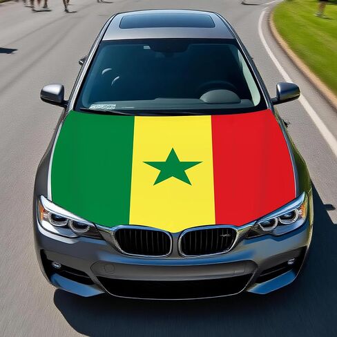 Senegal Flag Car Hood Cover Country Flag Hood Cover Durable Weatherproof Universal Fit Car Cover for All Seasons Protection Custom Fit for Car Truck SUV in Saudi Arabia