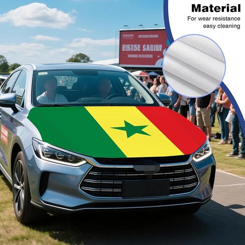 Senegal Flag Car Hood Cover Country Flag Hood Cover Durable Weatherproof Universal Fit Car Cover for All Seasons Protection Custom Fit for Car Truck SUV in Saudi Arabia