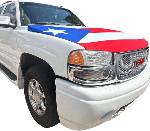 Puerto Rico Car Hood Flag Cover 4x5 Ft – Bandera para Cofre de Carro with Triangle Clips | Fits Cars, Trucks, SUVs, Pickups & Jeep | Puerto Rican Day Parade, Latin Festival, World Cup 2026, July 4 in Kuwait