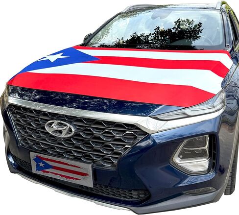 Puerto Rico Car Hood Flag Cover 4x5 Ft – Bandera para Cofre de Carro with Triangle Clips | Fits Cars, Trucks, SUVs, Pickups & Jeep | Puerto Rican Day Parade, Latin Festival, World Cup 2026, July 4 in Kuwait