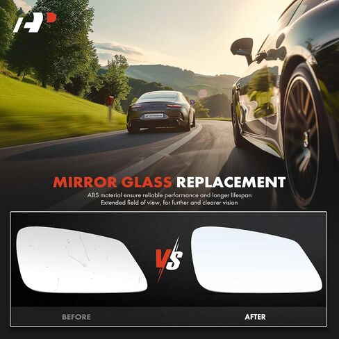 A-Premium Right Passenger Side Heated Mirror Glass with Backing Plate - Compatible with BMW 528i 535d 535i GT 550i GT 750Li 640i 650i xDrive, 740Li, 760Li, M5, M6 - Fits Without Auto Dimming Mirror in Kuwait