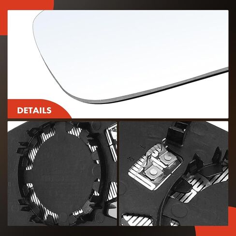A-Premium Right Passenger Side Heated Mirror Glass with Backing Plate - Compatible with BMW 528i 535d 535i GT 550i GT 750Li 640i 650i xDrive, 740Li, 760Li, M5, M6 - Fits Without Auto Dimming Mirror in Kuwait