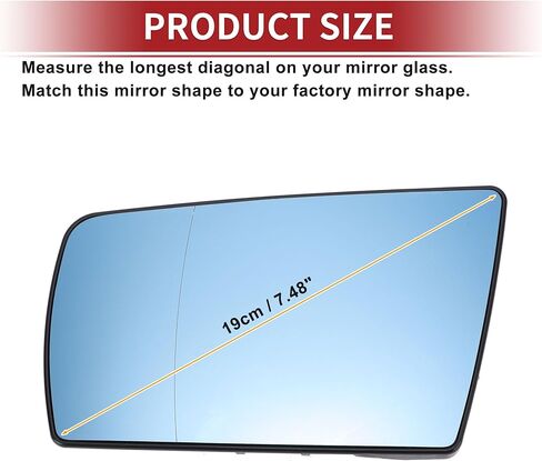 ACROPIX Car Rearview Left Driver Side Mirror Glass for Mercedes C-CLASS W202 E CLASS S210/W210 S-CLASS W140 with Backing Plate - Pack of 1 in Kuwait