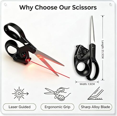 2026 Upgraded Laser Guided Scissors for Fabric Cutting, Cuts Straight Fast with Professional Precision Laser Guide,Sewing Scissors for Quilting Home Craft Wrapping Gift with Ergonomic Handle in Saudi Arabia