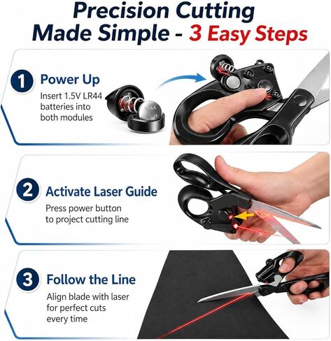 2026 Upgraded Laser Guided Scissors for Fabric Cutting, Cuts Straight Fast with Professional Precision Laser Guide,Sewing Scissors for Quilting Home Craft Wrapping Gift with Ergonomic Handle in Saudi Arabia