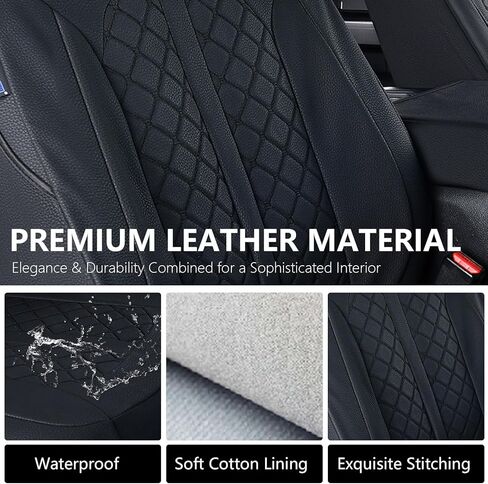 Truckiipa Wrangler JK Seat Covers Full Set Leather Waterproof Car Seat Covers Cushion Protector Custom Fit for 2007-2017 Jeep Wrangler JK 4-Door Sahara Rubicon Freedom Unlimited, Full Set, Black in Saudi Arabia