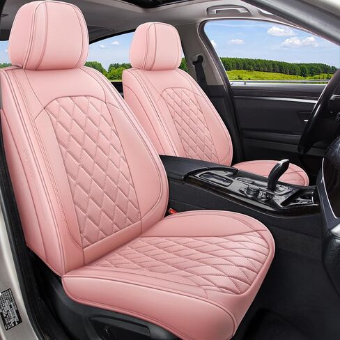 Car Seat Covers Full Set, Pink Leather Seat Covers for Car 5 Seats, Waterproof Car Seat Protector Front Seats Back Seat Cover, Automotive Carseat Cover Universal Fit for Most Cars SUV in Saudi Arabia