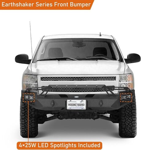 Hooke Road Earthshaker 07-13 Silverado 1500 Front Bumper for 2007-2013 Chevy Chevrolet Silverado 1500 2nd Gen (Exclude Classic), Offroad Replacement Bumper w/Winch Plate & D-ring Mounts in Kuwait
