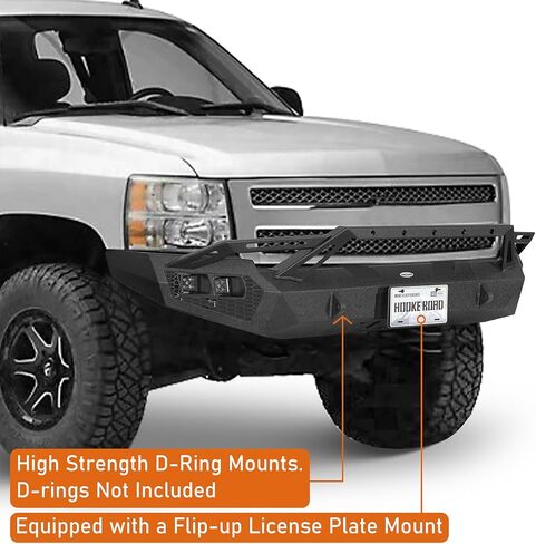 Hooke Road Earthshaker 07-13 Silverado 1500 Front Bumper for 2007-2013 Chevy Chevrolet Silverado 1500 2nd Gen (Exclude Classic), Offroad Replacement Bumper w/Winch Plate & D-ring Mounts in Kuwait