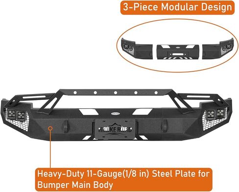Hooke Road Earthshaker 07-13 Silverado 1500 Front Bumper for 2007-2013 Chevy Chevrolet Silverado 1500 2nd Gen (Exclude Classic), Offroad Replacement Bumper w/Winch Plate & D-ring Mounts in Kuwait