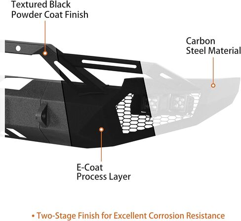 Hooke Road Earthshaker 07-13 Silverado 1500 Front Bumper for 2007-2013 Chevy Chevrolet Silverado 1500 2nd Gen (Exclude Classic), Offroad Replacement Bumper w/Winch Plate & D-ring Mounts in Kuwait